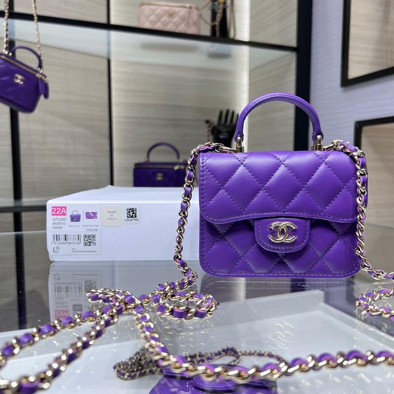 Chanel Handbags AP2200 sheepskin purple